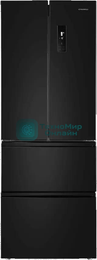 Холодильник Maunfeld MFF180NFBE01 черный трехкамерный 224/113л морозилка снизу, No Frost