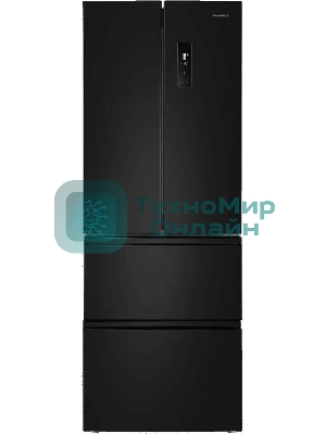 Холодильник Maunfeld MFF180NFBE01 черный трехкамерный 224/113л морозилка снизу, No Frost