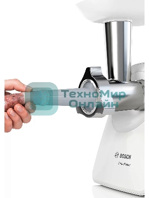 Мясорубка электрическая Bosch MFW2520W белый, 1500 Вт, 1.7 кг/мин, насадки - 4