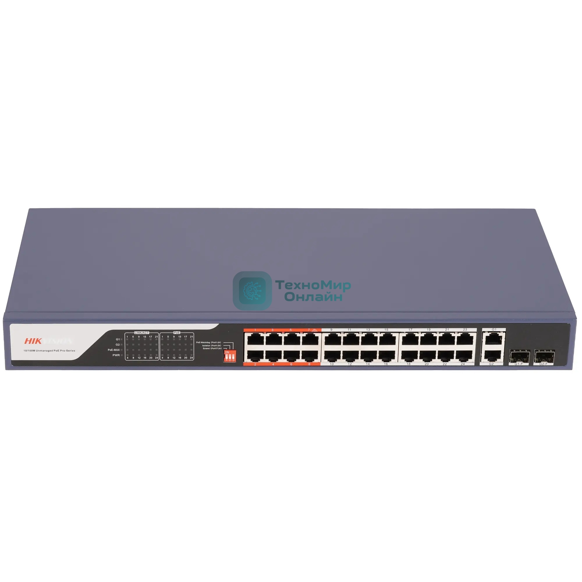 Коммутатор Hikvision DS-3E0326P-E(C), 24×1 Гбит/с PoE + 2×1 Гбит/с Combo (RJ45/SFP) + 2×1 Гбит/с SFP, неуправляемый