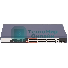 Коммутатор Hikvision DS-3E0326P-E(C), 24×1 Гбит/с PoE + 2×1 Гбит/с Combo (RJ45/SFP) + 2×1 Гбит/с SFP, неуправляемый