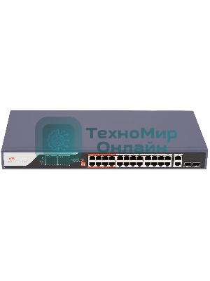 Коммутатор Hikvision DS-3E0326P-E(C), 24×1 Гбит/с PoE + 2×1 Гбит/с Combo (RJ45/SFP) + 2×1 Гбит/с SFP, неуправляемый
