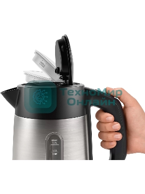 Чайник электрический Bosch TWK4P440 1.7 л, 2400 Вт, нержавеющая сталь/черный (корпус: нержавеющая сталь)