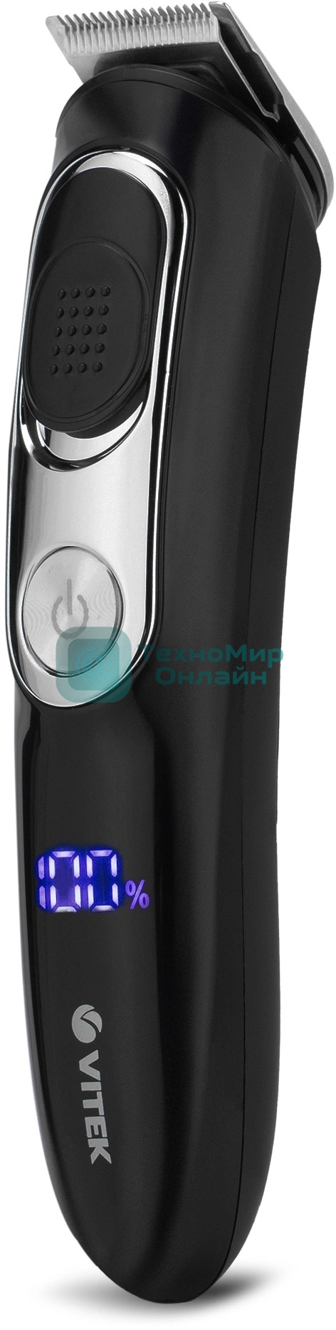 Триммер Vitek VT-2549 BK Питание сеть/аккумулятор. Встроенная аккумуляторная батарея Li-ion 700 mAh 3,7V. Время зарядки 90мин. Время автономной работы 45мин. Влажная очистка. Детальный триммер. Индикатор зарядки. ЖК дисплей с индикацией процента зарядки батареи. Число установок длины 11. Максимальная длина стрижки 12мм. Минимальная длина стрижки 0,4. Способ регулировки длины регулировкой длины лезвий/сменой насадок. Материал лезвий высокачественная сталь. Число насадок 5. Стрижка бороды. Триммер для носа/ушей. Насадка для бритья. Аксессуары: Щеточка, смазочное масло. Низкий уровень вибрации и шума.