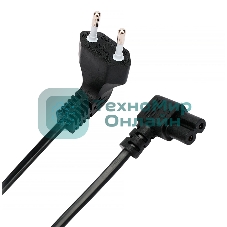 Кабель питания Cablexpert PC-184A-VDE-1.8M CEE 7/16-C7, 2x0.75мм2, 2.5А, VDE, угл.разъемы, 1.8м, черный, пакет