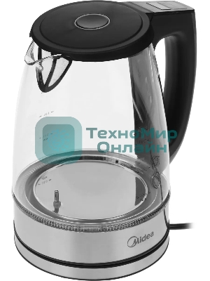 Чайник электрический Midea MK-8019, мощность 2200 Вт, объем 1.7 л, цифровой дисплей, регулировка температуры нагрева, 6 режимов нагрева, поддержание температуры, подсветка