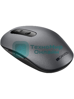 Мышь беспроводная Canyon MW-9 серый, 1600 dpi, радиоканал, Bluetooth, USB, кнопки - 6
