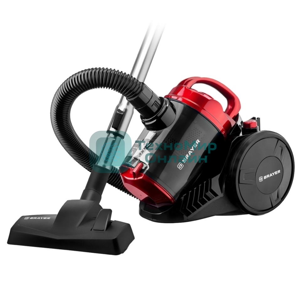 Пылесос BRAYER BR4202 черный/красный, 420/2200 Вт, уборка сухая, пылесборник контейнер 2.5 л