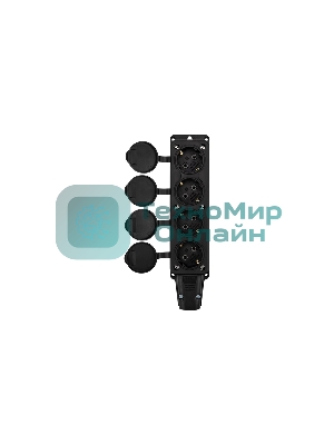 Розетка штепсельная Rexant четырехместная, влагозащищенная, с/з, 16 А, IP54, каучук