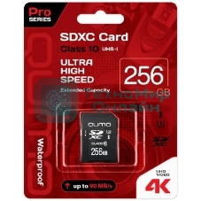 Флеш карта SecureDigital 256Gb QUMO QM256GSDXC10U1 SDXC Class 10 UHS-I U3 PRO