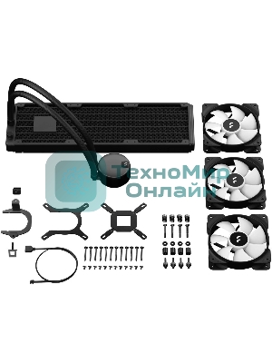 Система жидкостного охлаждения для ПК/Water Cooling System Fractal Design Lumen S36 V2 RGB (200W, 360mm, Black, ARGB/Fans: 3x120mm, 56CFM, 33.2dBA, 2000RPM/Pump height 67mm, 22dBA, 4000RPM, Rad thickness 27mm/S: 1851, 1700, 1200, 115X, 2011, 2066, AM5, AM4)