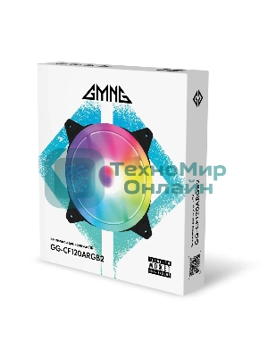 Вентилятор для корпуса GMNG GG-CF120ARGb2-PWMBK черный, 120 мм, 1500 об/мин, 26 дБ, 4 pin