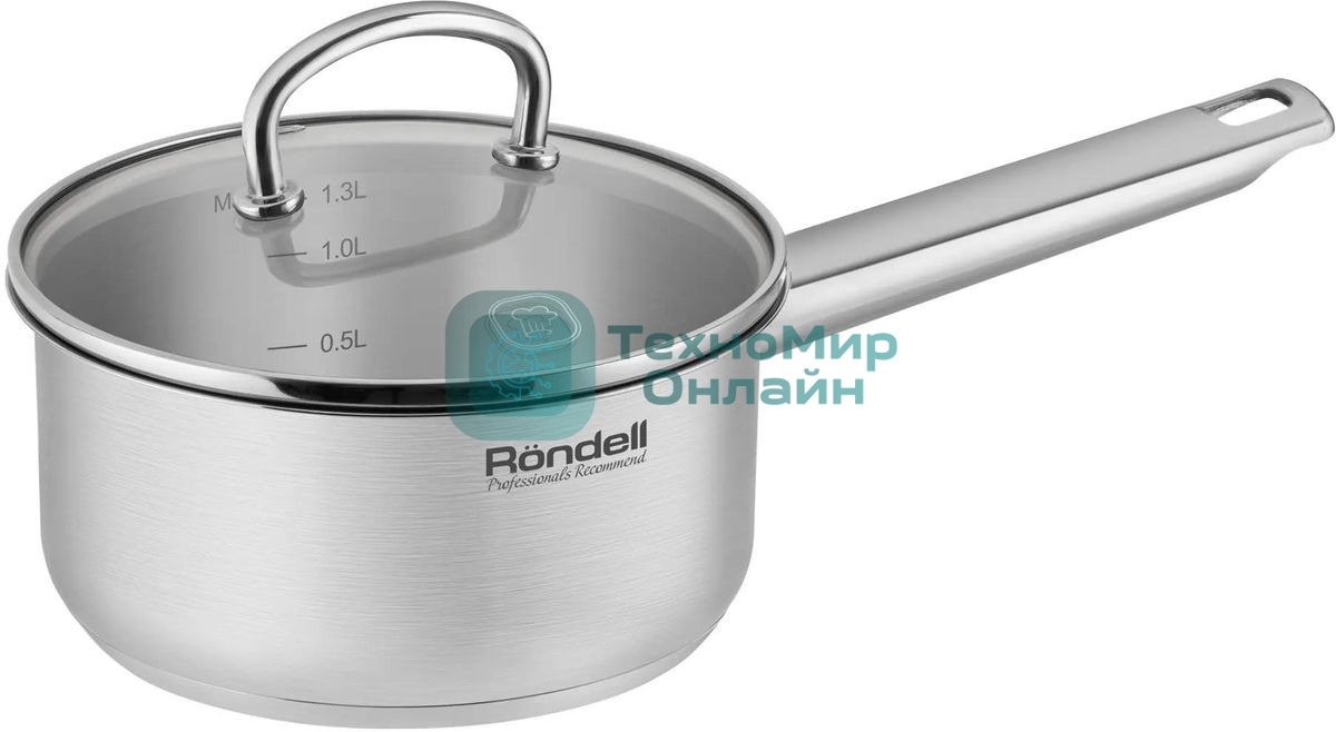 Ковш Rondell Solo RDS-1601, 1.3л, с крышкой, стальной