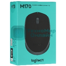 Мышь беспроводная Logitech M170 черный/темно-серый, 1000 dpi, радиоканал, USB, кнопки - 3