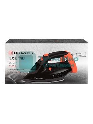 Утюг BRAYER BR4007 черный/оранжевый, 3100 Вт, 35 г/мин, 160 г/мин, 265 мл