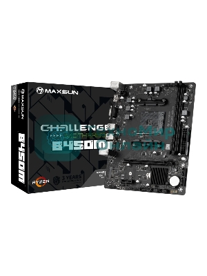 Материнская плата Maxsun Challenger B450M, AM4, AMD B450, 2xDDR4, 4xSATA, 1xM.2, 1xPCIe 3.0 x16, 1xPCIe 3.0 x1, 1xHDMI, 1xVGA, 1x 1Gb LAN, 2xUSB-A 3.2 Gen 1, 2xUSB-A 2.0, 3x3.5 мм, 5.1, M-ATX