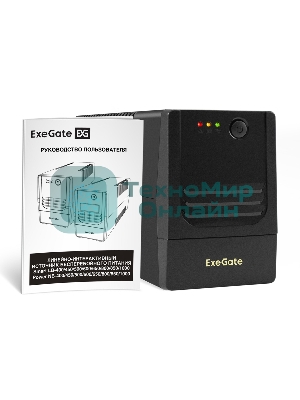 Источник бесперебойного питания ExeGate Power NB-400.LED.AVR.2SH (400VA/240W, LED, AVR, 2*Schuko, батарея 12V 4.5Ah, черный)