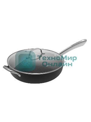 Глубокая сковорода Maunfeld HOWARD MDP30LCL15 из облегченного чугуна со стеклянной крышкой, 30 см