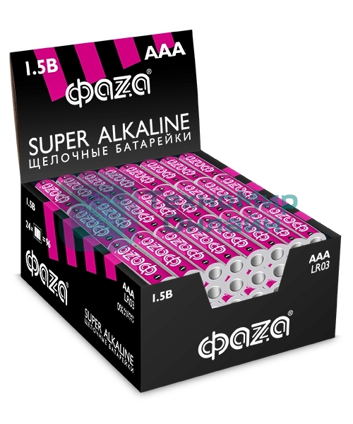 Элемент питания алкалиновый AAA/LR03 1.5В Super Alkaline box-96 display (уп.96шт) ФАZА 2854674