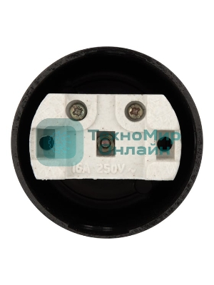 Розетка штепсельная Rexant карболитовая, открытой установки, б/з 16 А, черный