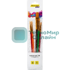 Набор кистей Silwerhof Color, синтетика (набор 5шт) синтетика круглая №3/плоская №2,6,14/овальная №1