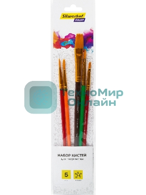 Набор кистей Silwerhof Color, синтетика (набор 5шт) синтетика круглая №3/плоская №2,6,14/овальная №1