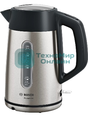 Чайник электрический Bosch TWK4P440 1.7 л, 2400 Вт, нержавеющая сталь/черный (корпус: нержавеющая сталь)
