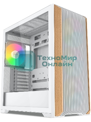 Компьютерный корпус без блока питания SAMA Z60 белый, Midi-Tower, TG, 4x140мм ARGb, 2xUSB 3.0 + 1xUSB 3.1 Type-C, E-ATX, ATX, mATX, mITX белый