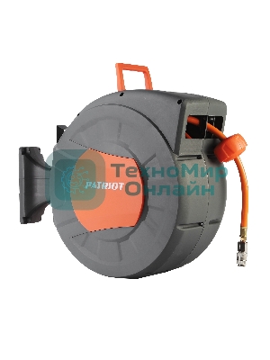 Шланг Patriot 520002440 пневматический армированный на автоматической катушке PHC 15/16H (прямой, гибрид , длина 15 м, диаметр 10х16, раб/макс давление  20/60 бар, мин/макс температура -5/45С, быстросъем рапид, резьба 1/4