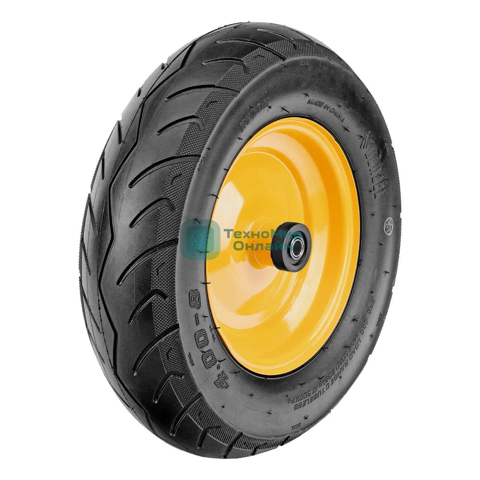 Колесо пневматическое бескамерное Denzel 16х4.00-8 D410мм, d20мм, длина оси 104мм