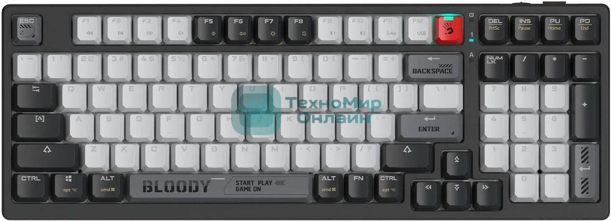 Клавиатура беспроводная механическая A4Tech Bloody WS98 USB черный/серый (WS98)