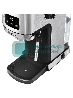 Кофеварка рожковая Evelux ECM 1009 Aroma нержавеющая сталь, исп. кофе - молотый, 1.2 л, 1350 Вт, 20 бар