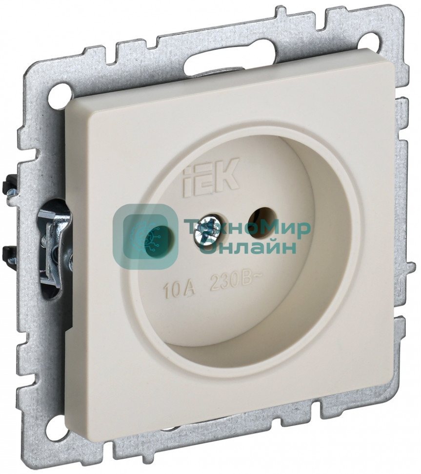 Розетка 1-местная IEK BRITE РС10-1-0-БрКр (BR-R10-10-K10) 10А, без заземления, без защитных шторок, бежевый
