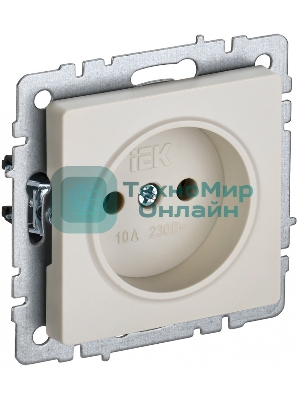 Розетка 1-местная IEK BRITE РС10-1-0-БрКр (BR-R10-10-K10) 10А, без заземления, без защитных шторок, бежевый
