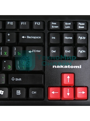Клавиатура проводная NAKATOMI KN-02U USB черный-красный