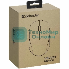 Мышь беспроводная Defender Velvet MB-406 белый, 1600 dpi, радиоканал, Bluetooth, USB, кнопки - 4