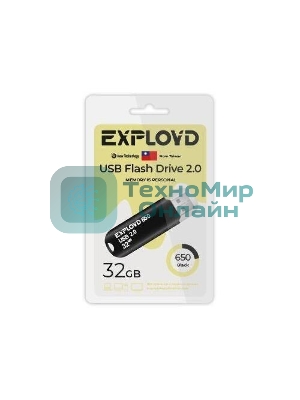 Флешка USB Exployd 650 Black (EX-32Gb-650-Black), 32Gb, USB 2.0, R/W 15/8, черный
