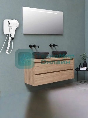 Фен Puff 1201B белый, 1200 Вт, с доп. розеткой