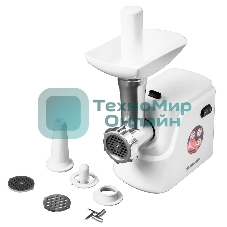 Мясорубка электрическая Starwind SMG3120 белый, 1500 Вт, 2.0 кг/мин, реверс, защита от перегрузки, насадки - 5