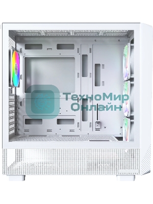 Компьютерный корпус Montech X5 белый без БП ATX 4x120mm 1xUSB 2.0 1xUSB 3.0 1xUSB3.1 audio bott PSU