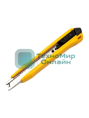 Технический нож Deli DL009B 9 мм SK4, лезвие 13 секций, ударопрочный корпус. Кнопка автоматической блокировки.