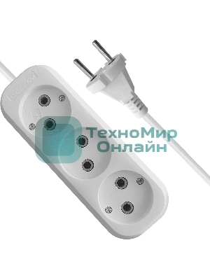 Удлинитель Defender (99276) B230 - 3 роз х 2 м, белый