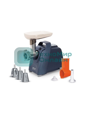 Мясорубка электрическая Аксион М62.03 синий, 2000 Вт, 4.0 кг/мин, реверс, защита от перегрузки, насадки - 6