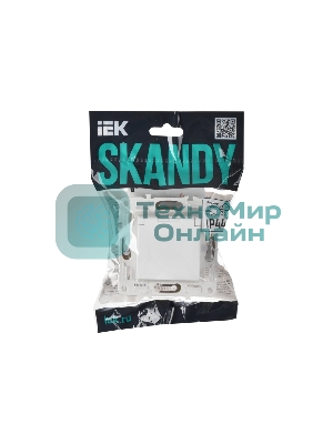 Розетка 1-м SKANDY 16А IP44 с заземл. защ. штроки с крышкой SK-R11W арктич. бел. IEK SK-R16-16-44-K01