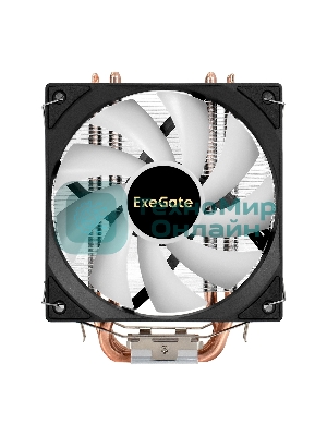 Кулер ExeGate Wizard EXX600-PWM.FRGb (Al+Cu, 6 тепл.трубки, LGA775/1150/1151/1155/1156/1200/1700/1851/AM2/AM2+/AM3/AM3+/AM4/AM5/FM1/FM2/754/939/940, TDP 180W, Fan 120мм PWM, 800-2400RPM, Hydro bearing, 4pin, 11-24db, 540г, FRGb подсветка, с термопастой, на защелках, Color Box)