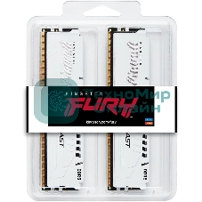 Оперативная память Kingston Fury Beast, DDR5, 32Gb (2x16Gb), 6000MHz, CL30, DIMM, с радиаторами, белый