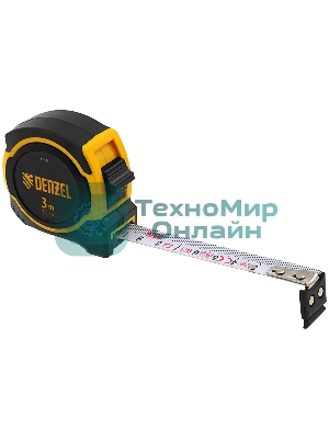 Рулетка Denzel 3м х 16мм, двухкомп. корпус, магнитный обрезиненный зацеп