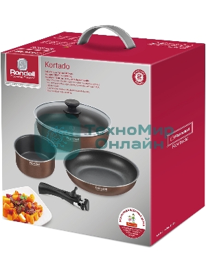 Набор посуды 5 предм. (сковорода24х5 см, сотейник с/кр 26х7,3 см, ковш 16х8 см, съемная ручка)