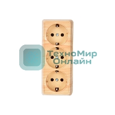 Розетка 3-м ОП Октава 16А РС23-3-ОС с заземл. сосна IEK ERO31-K03-16-DC