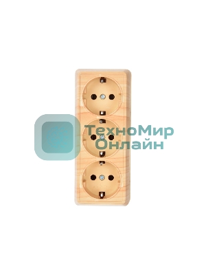 Розетка 3-м ОП Октава 16А РС23-3-ОС с заземл. сосна IEK ERO31-K03-16-DC